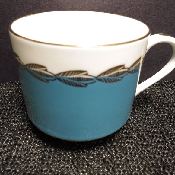 Vintage Tea Cup Mug and Saucer Aynsley 2725 Turquoise Blue Bone China England - Picture 4 of 8